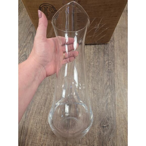 Polish Clear Glass Doughnut Donut Hole Pitcher Decanter Hand Blown Poland - Picture 8 of 10